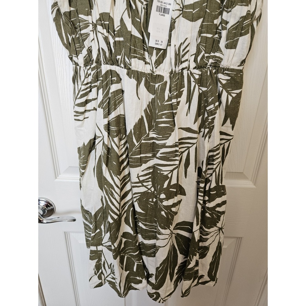 NWT Abercrombie & Fitch Tropical Leaf Print Pockets Babydoll Lined Mini Dress XL - Picture 5 of 10